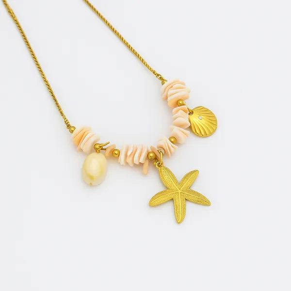 18K_Gold_Plated_Stainless_Steel_Seashell_&_Starfish_Pendant_Necklace,_Ocean-Inspired_Beaded_Design_|_Anti-Tarnish,_Waterproof