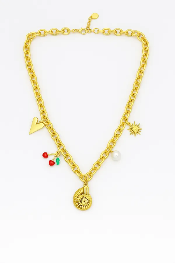18K_Gold_Plated_Stainless_Steel_Charm_Necklace_With_Pearl_&_Cherry_Pendants_|_Anti-Tarnish_&_Waterproof