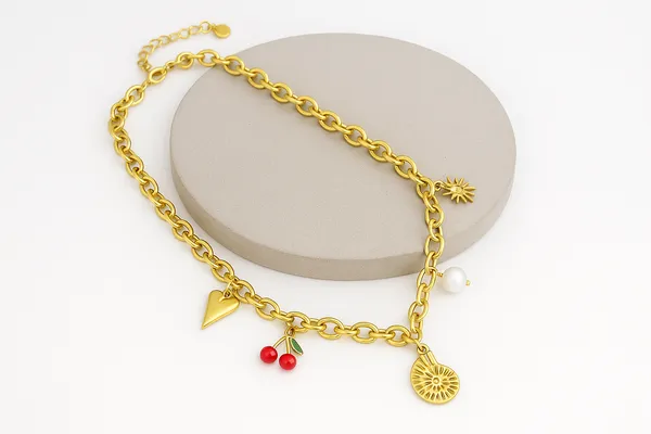 18K_Gold_Plated_Stainless_Steel_Charm_Necklace_With_Pearl_&_Cherry_Pendants_|_Anti-Tarnish_&_Waterproof