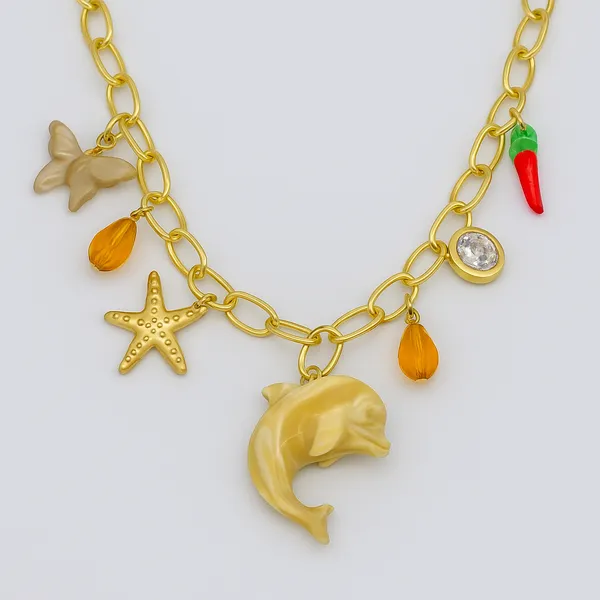 18K_Gold_Plated_Stainless_Steel_Multi-Charm_Necklace_Chain_With_Starfish,_Shell_&_Beaded_Accents_|_Anti-Tarnish,_Waterproof