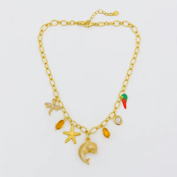 18K_Gold_Plated_Stainless_Steel_Multi-Charm_Necklace_Chain_With_Starfish,_Shell_&_Beaded_Accents_|_Anti-Tarnish,_Waterproof