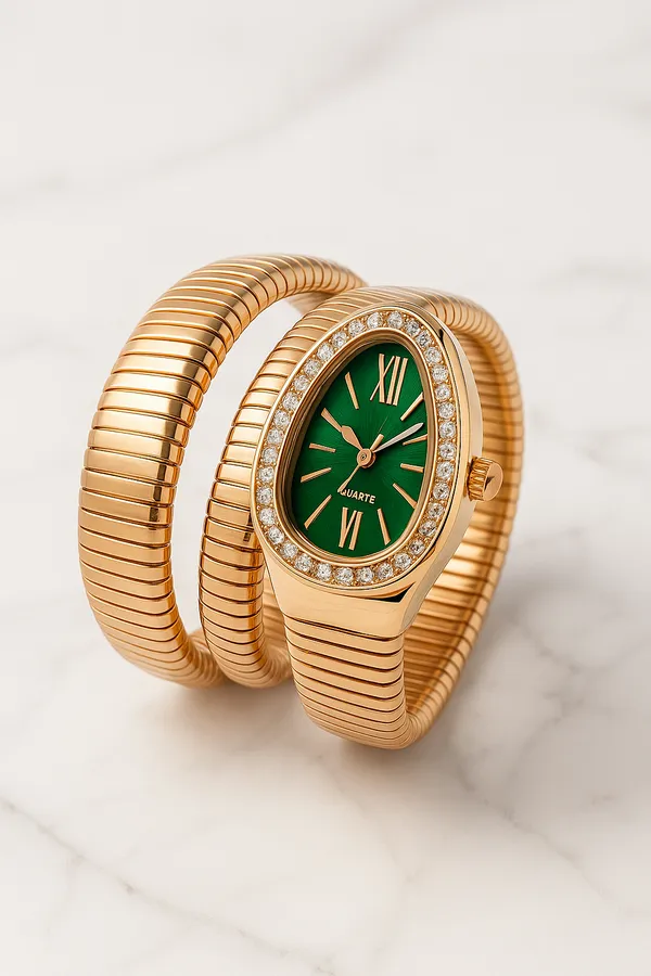 Ziwels_Rose_Gold_Serpent_Coil_Watch_for_Women_–_Green_Dial,_Crystal_Bezel,_Rose_Gold_Plated,_Anti-Tarnish_&_Waterproof