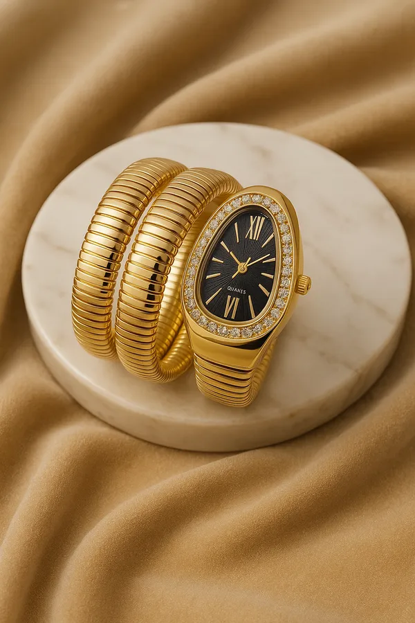 Ziwels_Gold_Serpent_Coil_Watch_for_Women_–_Black_Dial,_Crystal_Bezel,_18K_Gold_Plated,_Anti-Tarnish_&_Waterproof