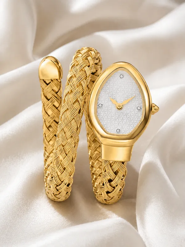 Ziwels_Ivory_Luxe_Weave_Bracelet_Watch_for_Women_–_White_Textured_Dial_Gold_Analog_Timepiece