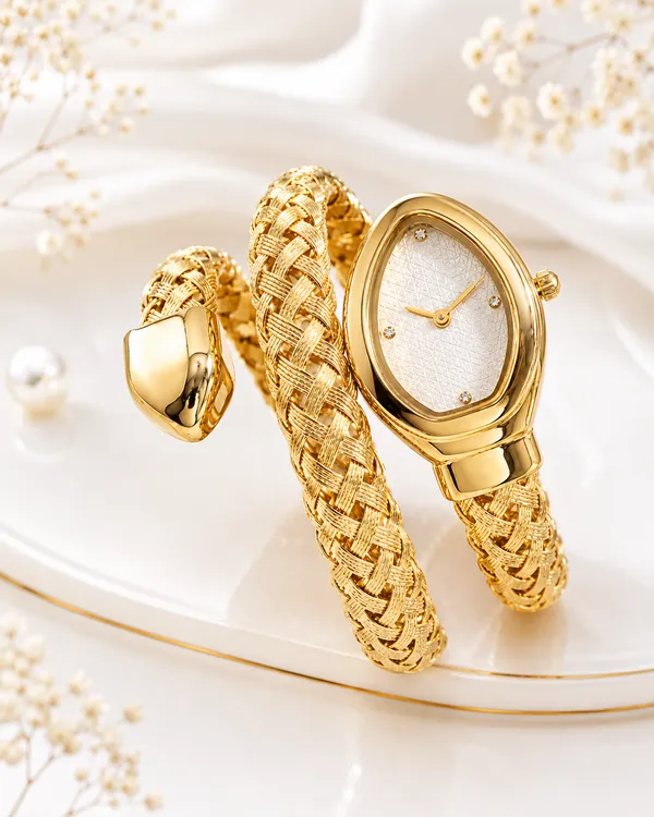Ziwels_Ivory_Luxe_Weave_Bracelet_Watch_for_Women_–_White_Textured_Dial_Gold_Analog_Timepiece