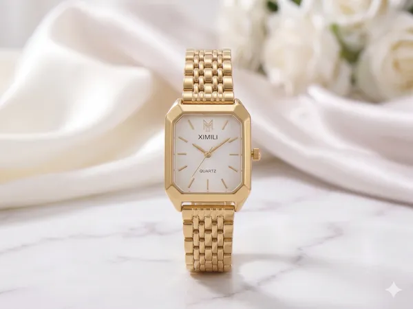 Ziwels_Luxury_Gold_Rectangle_Dial_Watch_for_Women_|_Elegant_White_Dial_Quartz_Bracelet_Watch_|_Classic_Designer_Wristwatch