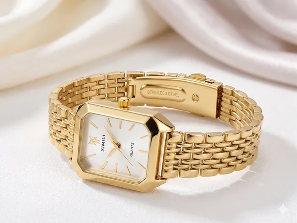 Ziwels_Luxury_Gold_Rectangle_Dial_Watch_for_Women_|_Elegant_White_Dial_Quartz_Bracelet_Watch_|_Classic_Designer_Wristwatch