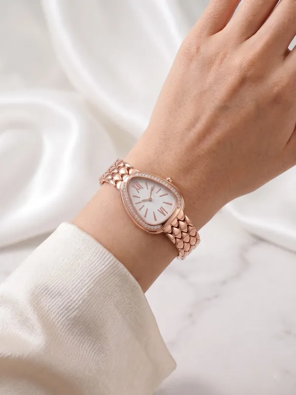 Ziwels_Luxury_Rose_Gold_Honeycomb_Strap_Watch_for_Women_|_Elegant_White_Dial_Quartz_Bracelet_Watch_|_Crystal_Studded_Designer_Wristwatch