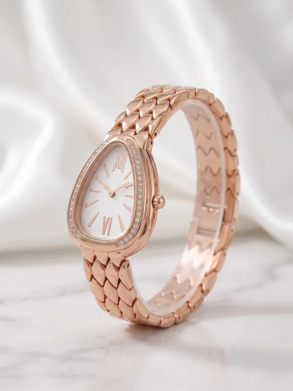 Ziwels_Luxury_Rose_Gold_Honeycomb_Strap_Watch_for_Women_|_Elegant_White_Dial_Quartz_Bracelet_Watch_|_Crystal_Studded_Designer_Wristwatch