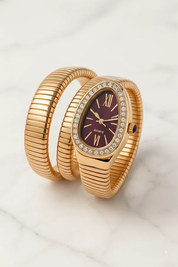 Ziwels_Luxury__Rose_Gold_Coil_Womens_Watch_Maroon_Dial_|_Triple_Wrap_Serpent_Design_|_Crystal_Bezel_Premium_TimepieceZiwels_Luxury__Rose_Gold_Coil_Womens_Watch_Maroon_Dial_|_Triple_Wrap_Serpent_Design_|_Crystal_Bezel_Premium_Timepiece