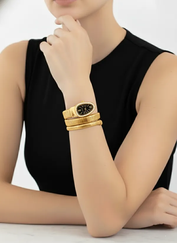 Ziwels_Gold_Serpent_Coil_Watch_for_Women_–_Black_Dial,_Crystal_Bezel,_18K_Gold_Plated,_Anti-Tarnish_&_Waterproof