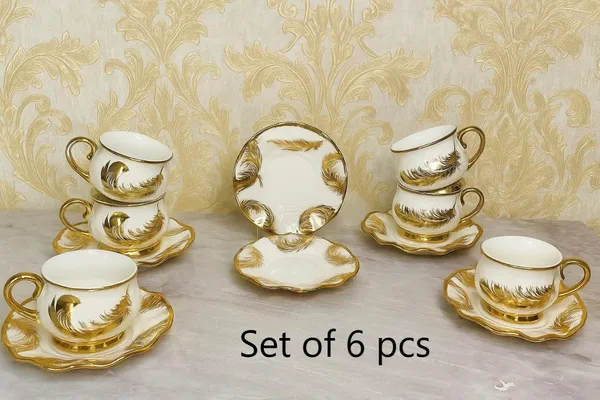White_&_Gold_Ceramic_Tea_Cup_And_Saucer_Set_(Pack_Of_6_Pcs)