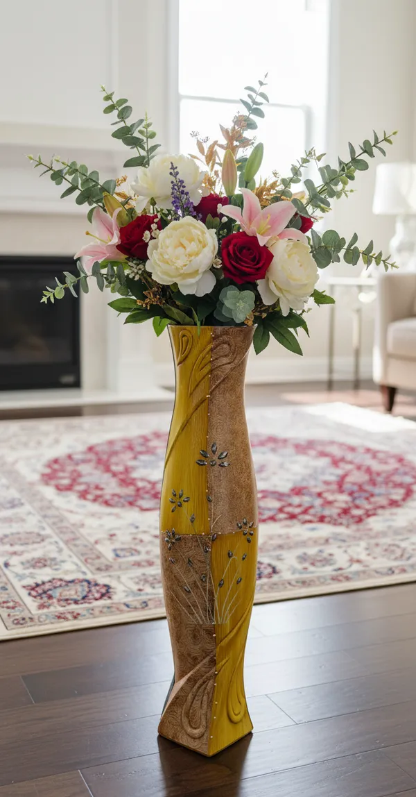 Cream_&_Yellow_Fiber_Premium_Vase_For_Home_Decor_(H_27_X_W_6_In)