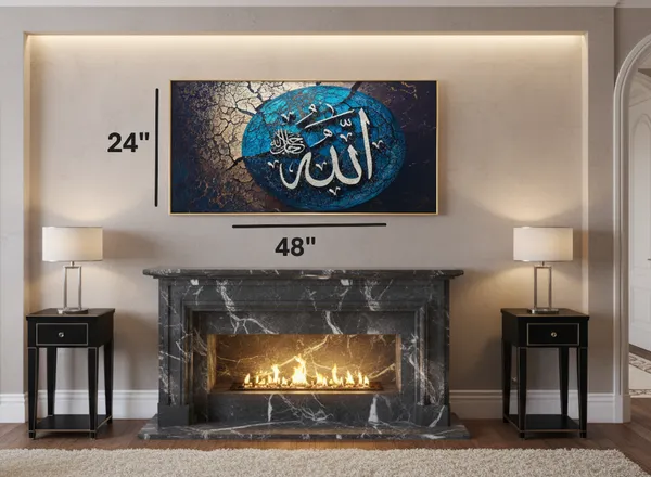 Blue_&_Black_Aluminium_Premium_Islamic_Crystal_Wall_Frame_(H_24_X_W_48_In)