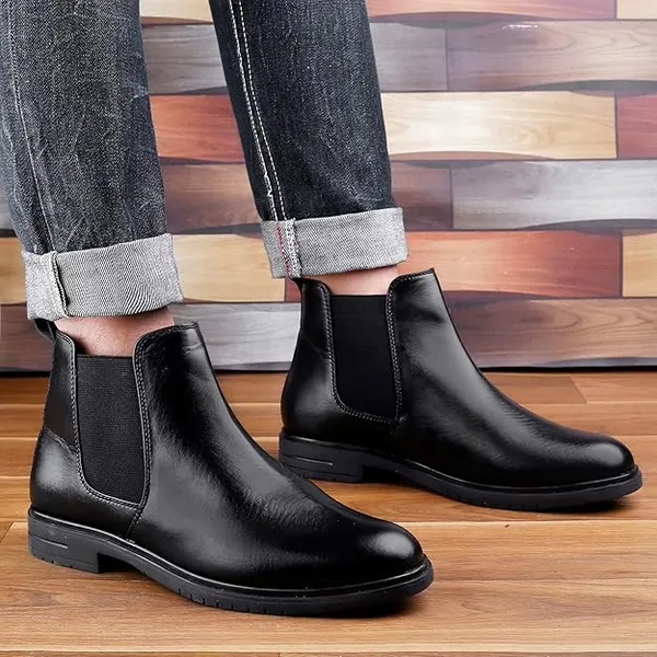 Black_Leather_Chelsea_Boots_for_Men_|_Trendy_Slip-On_Ankle_Boots_|_Comfortable_&_Durable_Daily_Wear