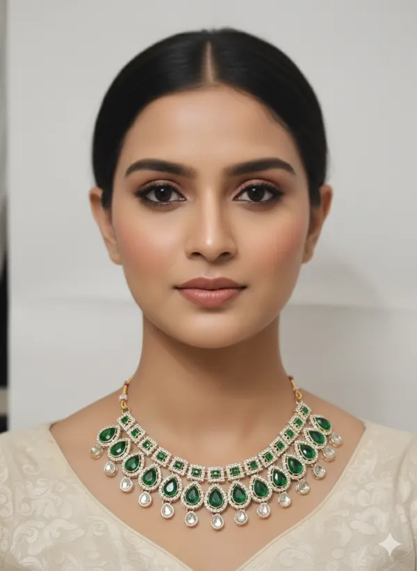 Green_stone_luxury_necklace_set_For_Women