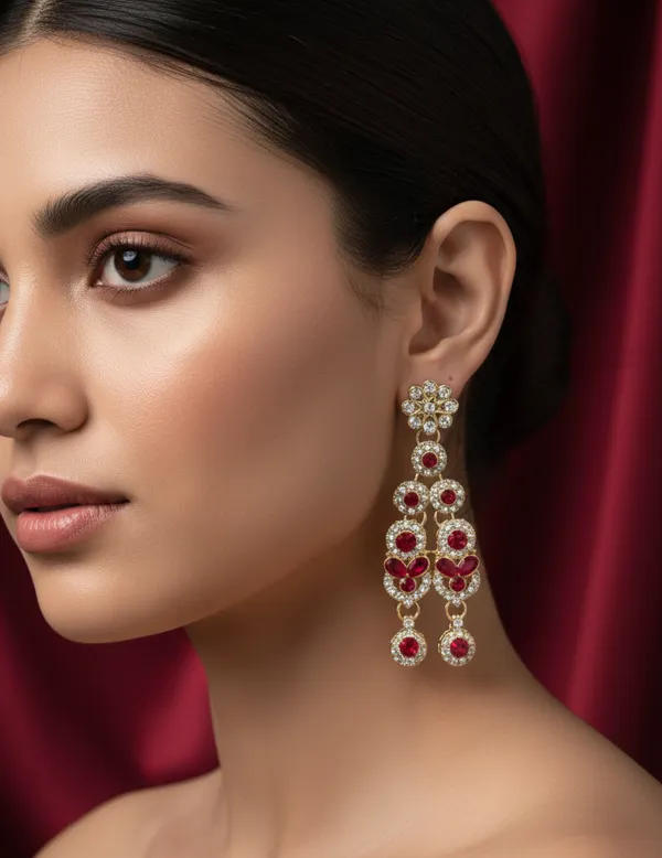 Maroon_Elegant_stone_luxury_necklace_set_For_Women