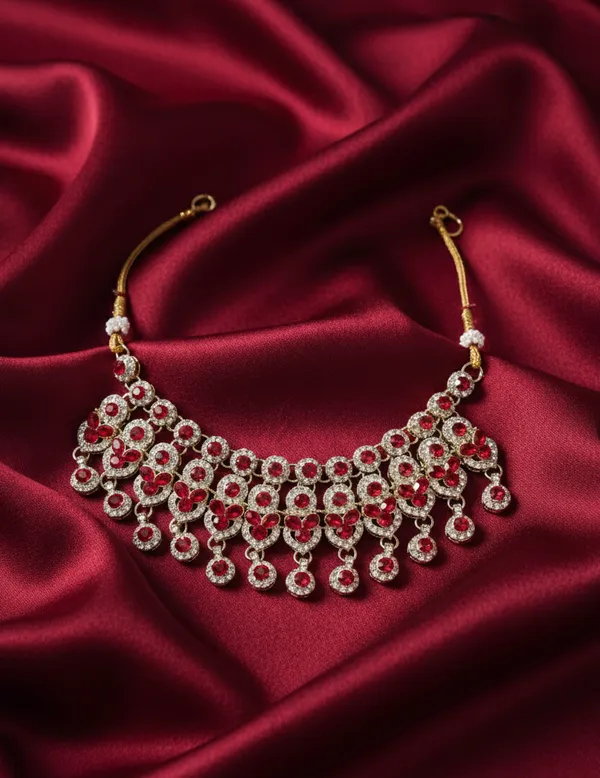 Maroon_Elegant_stone_luxury_necklace_set_For_Women
