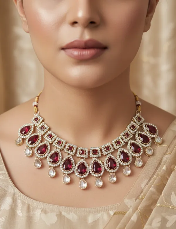 Red_Adjustable_luxury_necklace_set__For_Women