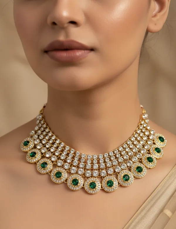 Green_royal_solitaire_necklace_set_For_Women