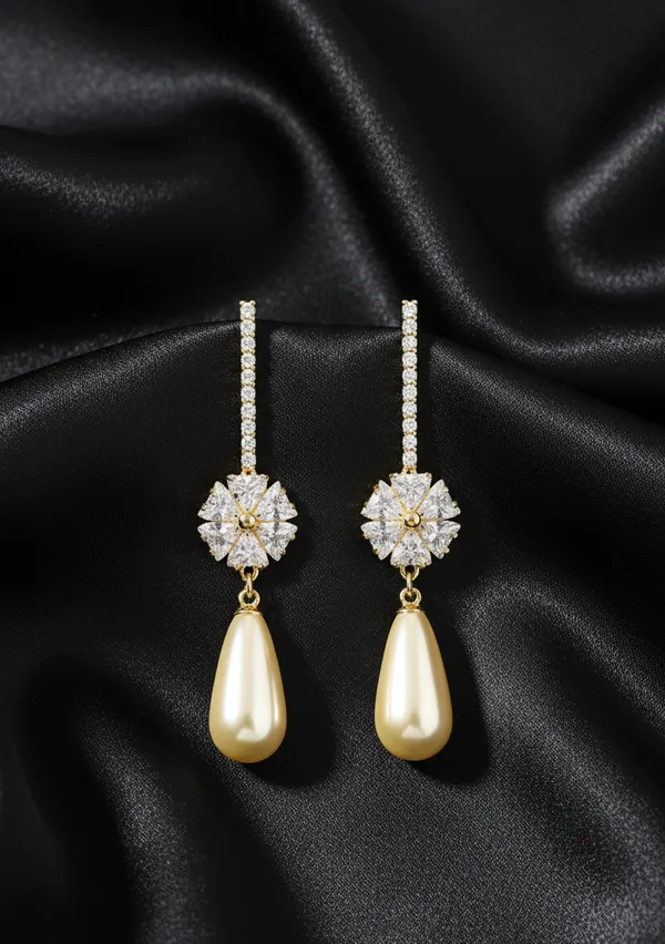 White_elegant_Drop_pearl_Earrings_dangles_For_Women