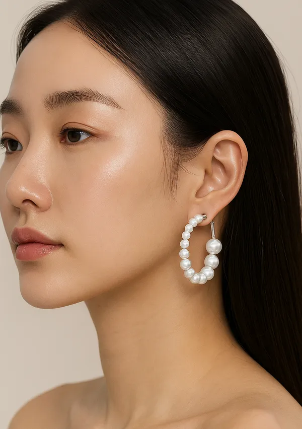White_Classic_Pearl_Hoop_Earrings_For_Women
