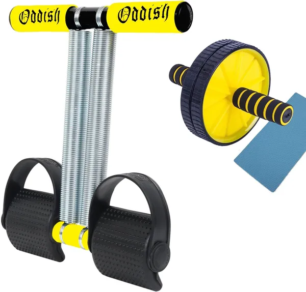 Yellow_And_Black_Tummy_Trimmer_Double_Spring_With_Ab_Roller_Home_Gym_For_Men_And_Women
