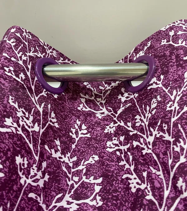 Wine_Elegant_Floral_Print_Polyester_Door_Curtains_Set_Of_2_Pcs,_Wine_Color_With_Eyelet_Design,_Room_Darkening_Drapes_Door_7X4_(Wine)