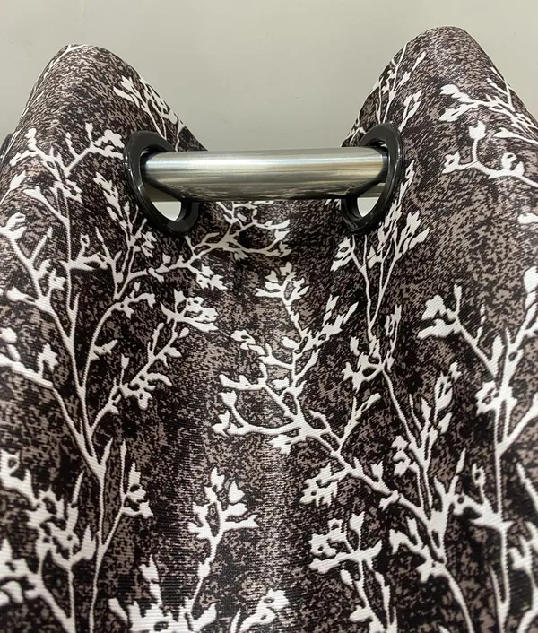 Brown_Elegant_Floral_Print_Polyester_Door_Curtains_Set_Of_2_Pcs,_Wine_Color_With_Eyelet_Design,_Room_Darkening_Drapes_Door_7X4_