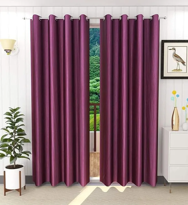 Wine_Royal_Silky_Polyester_Grommet_Curtain_2_Piece_(_Window(5Feet))