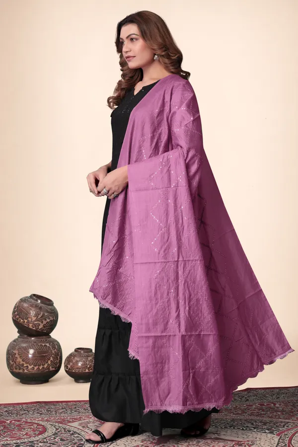 Peach_Pink_Chanderi_Box_Sequin_Festive_Dupatta_For_Women