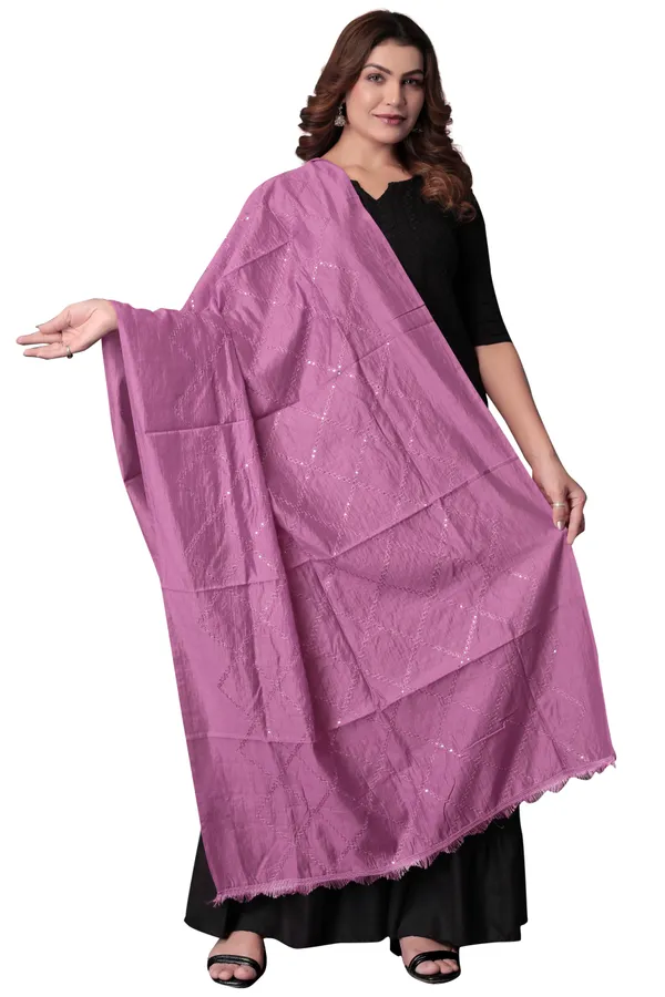 Peach_Pink_Chanderi_Box_Sequin_Festive_Dupatta_For_Women