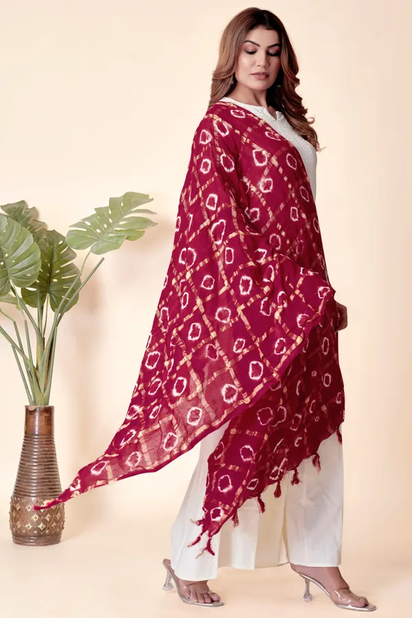 Red_Cotton_Checkered_Everyday_Dupatta_For_Women