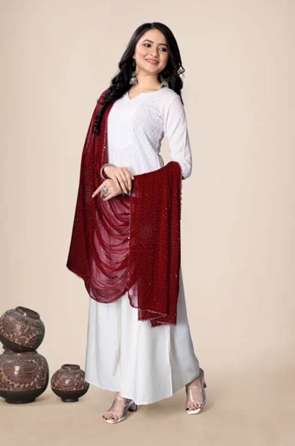 Maroon_Grace_Weave_Daily_Dupatta_For_Women