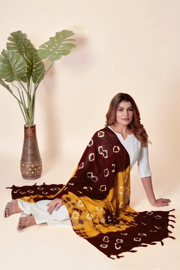Maroon_&_Yellow_Pure_Cotton_Softweave_Dupatta_For_Women