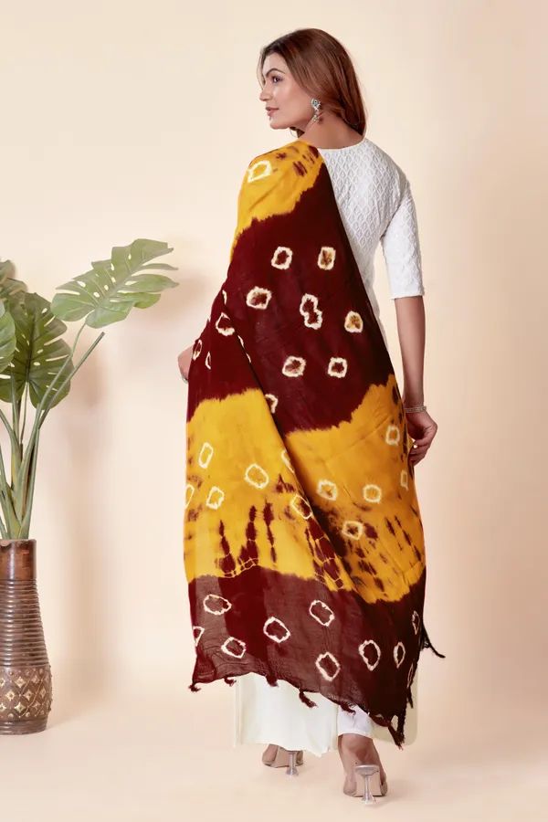 Maroon_&_Yellow_Pure_Cotton_Softweave_Dupatta_For_Women