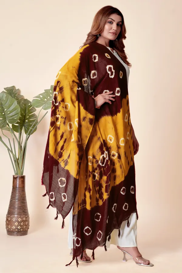 Maroon_&_Yellow_Pure_Cotton_Softweave_Dupatta_For_Women