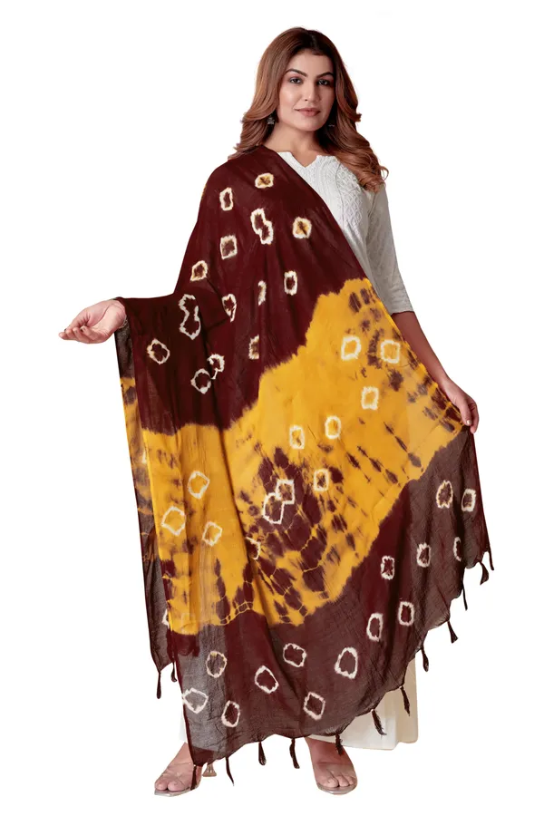 Maroon_&_Yellow_Pure_Cotton_Softweave_Dupatta_For_Women
