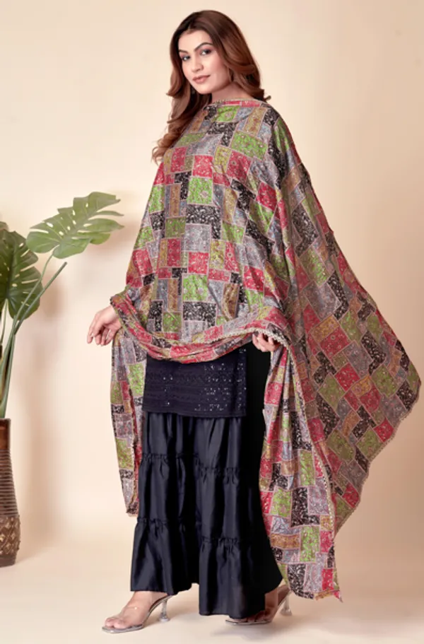 Red_&_Black_Ethno_Shine_Party_Dupatta_For_Women