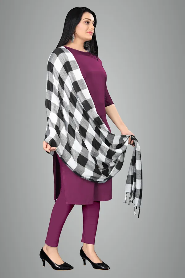 Black_&_White_Check_Soft_Mist_Casual_Wear_Scarf_For_Women