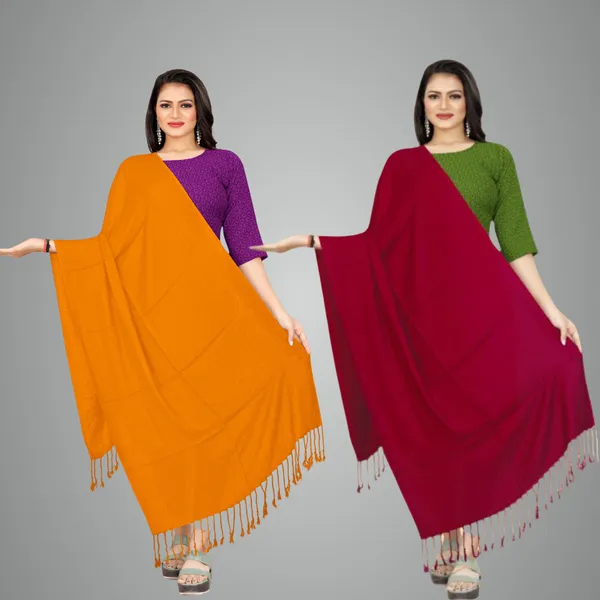 Mustard_&_Maroon_Velvet_Touch_Classic_Stole_For_Women_(Pack_Of_2)