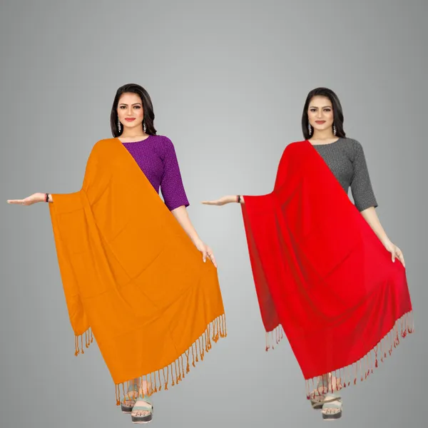 Mustard_&_Red_Velvet_Touch_Classic_Stole_For_Women_(Pack_Of_2)