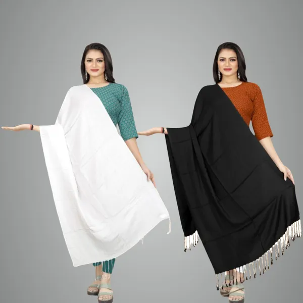 White_&_Black_Velvet_Touch_Classic_Stole_For_Women_(Pack_Of_2)