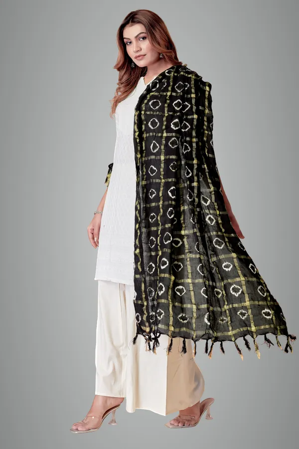 Black_Cotton_Checkered_Everyday_Dupatta_For_Women