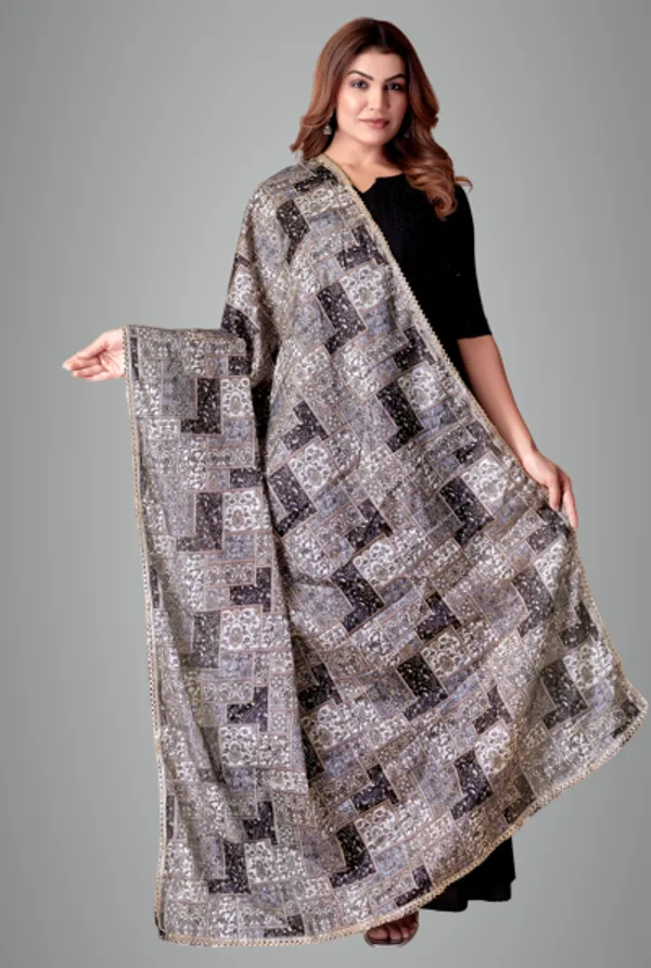 Black_&_Gray_Ethno_Shine_Party_Dupatta_For_Women