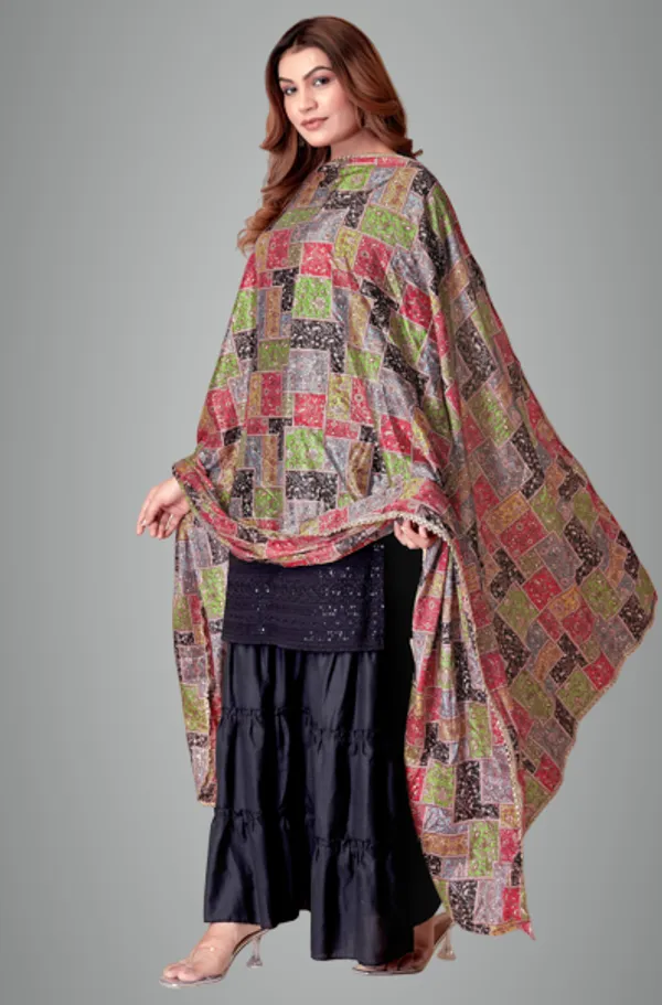 Red_&_Black_Ethno_Shine_Party_Dupatta_For_Women