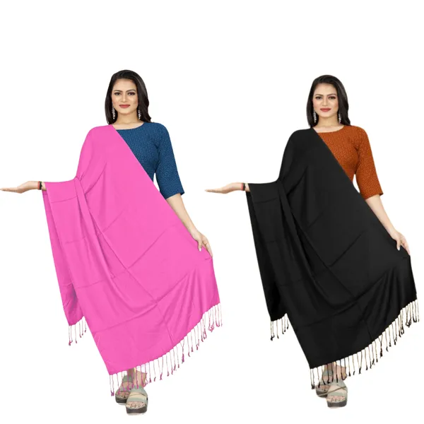 Pink_&_Black_Velvet_Touch_Classic_Stole_For_Women_(Pack_Of_2)
