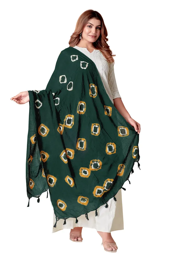 Green_Cotton_Bandhani_Circle_Ethnic_Dupatta_For_Women