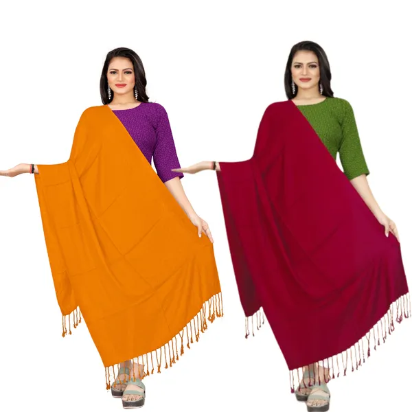 Mustard_&_Maroon_Velvet_Touch_Classic_Stole_For_Women_(Pack_Of_2)