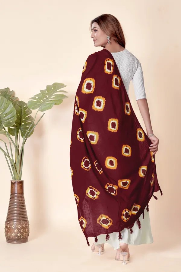 Maroon_Cotton_Bandhani_Circle_Ethnic_Dupatta_For_Women